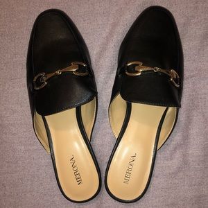 Merona Black Horsebit Faux Leather Mule Loafer 8.5